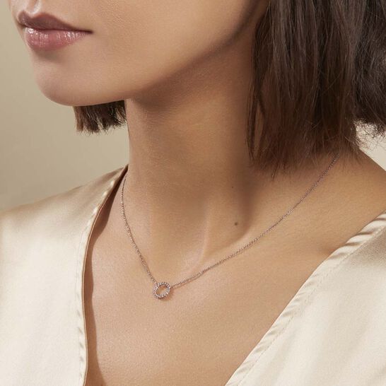 Collier avec cristaux Rond 8mm et fermoir argent n000275c EMPRESS